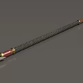 Traditional Long Spear Weapon With Metal Spearhead Black Grip And Red Gold Accents