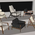 Elegant Accent Chairs With Various Styles And Wooden Frames By Large Window With Green Plants