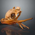 Artistic Wooden Otter Sculpture Perched On Curved Natural Driftwood Branch