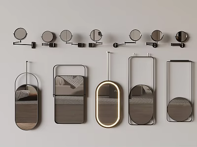 Modern Mirror Designs With Various Shapes Metal Frames And LED Lighting 3d model