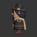 3D Cartoon Pilgrim Character With Black Hat Beard Yellow Belt Red Shoes And Outstretched Arms