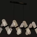 Modern Geometric Pendant Chandeliers With Sleek Metal Frames And Soft Lighting 3d model