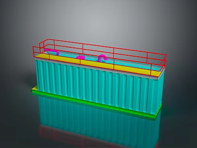 Practical Container Storage For Daily Life With Blue Body Green Base And Red Railings 3d model