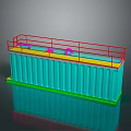 Practical Container Storage For Daily Life With Blue Body Green Base And Red Railings