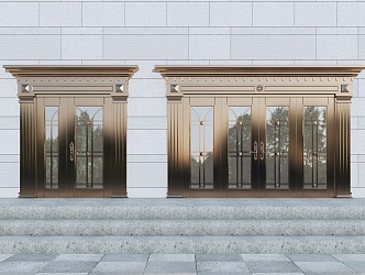 European-style gate European-style copper door outdoor door villa entrance copper door double door copper door 3d model