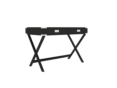 Modern Black Entryway Console Table With Crossed Legs And Storage Drawers 3d model