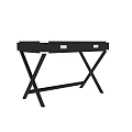 Modern Black Entryway Console Table With Crossed Legs And Storage Drawers