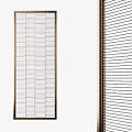 Modern Interior Room Divider Screen With Vertical Stripes And Metal Frame Design 3d model