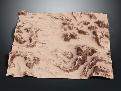 Realistic Terrain Model Displaying Undulating Landscape With Mountain Ranges Valleys And Natural Topographic Texture 3d model