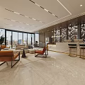 Modern Hotel Lobby Interior With Marble Floor Large Windows Reception Desk And Seating Area