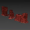 Collapsed Urban Buildings With Damaged Structures Ruined Debris And Exterior View