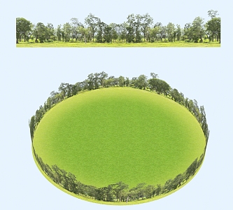 Woods Meadow Blue Sky Trees 3d model