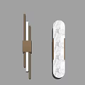 Elegant Modern Wall Lamps with Linear Gold Frame and Marble Panel Lighting 3d model