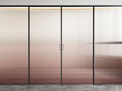 Modern Sliding Doors With Striped Glass Gradient Color And Black Frames For Interior 3d model