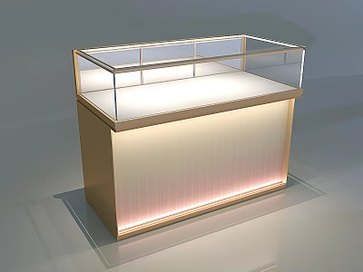 Jewelry Store Glass Display Case With Golden Cabinet Illuminated Interior And Transparent Cover 3d model