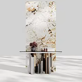 Unique Staggered Metal Legs Marble Top Console Side Cabinet For Luxury Modern Entryway Decoration