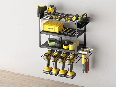 Wall Mounted Tool Rack With Multiple Shelves For Hardware Tools Storage 3d model