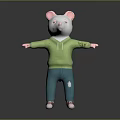 Mouse Character In Green Hoodie Blue Pants Ripped Detail And Red Shoes With Outstretched Arms