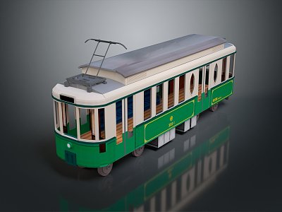 Modern tram streetcar tram system city tram 3d model