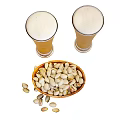 Cold Beer Glasses With Bottle And Pistachios For Happy Gathering Moments