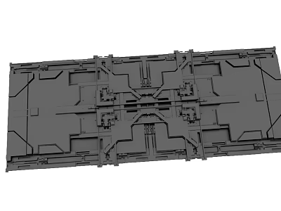 Gray Industrial Mechanical Structure Featuring Geometric Panels And Interconnected Framework Layout 3d model