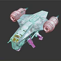 Detailed Cosmic Spaceship Model With Dual Engines And Transparent Structure