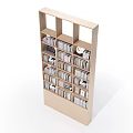 Wooden Bookcase With Multiple Compartments Filled With Books And Decorative Items 3d model