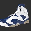 High Top White And Blue Basketball Shoes With Beige Sole And Breathable Holes