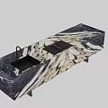 Marble Bar Counter With Black And White Veined Surface Integrated Sink And Modern Cabinet Design
