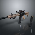 Tactical Rifle With Scope Detachable Magazine Tan Black Modular Design For Military Use