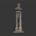 Scenic Landscape Featuring Historic Stone Pillar Black Iron Fence Spherical Top and Detailed Base