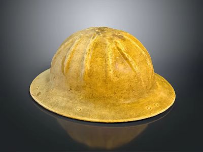 Yellow Helmet With Dome Shaped Design Rimmed Edge Surface Patterns And Small Holes 3d model