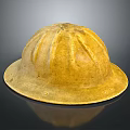 Yellow Helmet With Dome Shaped Design Rimmed Edge Surface Patterns And Small Holes