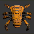 Orange Black Mechanical Spider Like Creature 3D Rendering With Detailed Legs And Textures 3d model