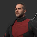 Game Movie Character in Red and Black Suit with Samurai Sword on Back
