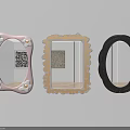 Unique Decorative Wall Mirrors With Three Different Frames Pink Gold Black Designs 3d model