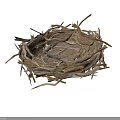 Handmade Natural Plant Twig Bird Nest Structure Isolated On White Background