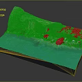 Detailed Coastal Terrain Model With Green Cliffs Blue Water And Rocky Shore