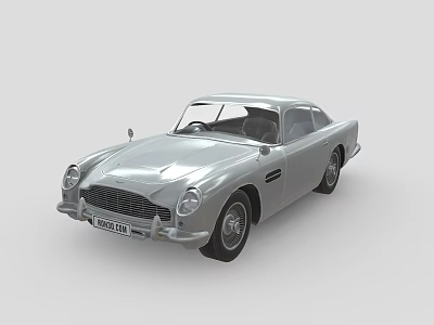 Classic Silver Two Door Vintage Car With Round Headlights And Front Grille 3d model