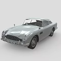 Classic Silver Two Door Vintage Car With Round Headlights And Front Grille