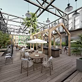Rooftop Garden Design With Wooden Arches LED Lights Greenery And Seating Areas