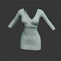 Elegant Gray Fitted Dress with V Neck and Long Sleeves Design
