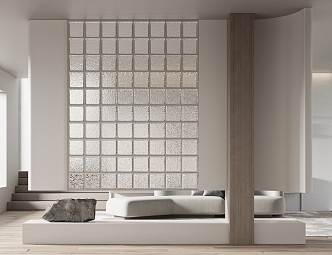 Modern glass brick partition 3d model