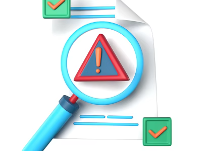 Modern Decorative Ornament Set Featuring Magnifying Glass Warning Triangle And Check Mark Elements 3d model