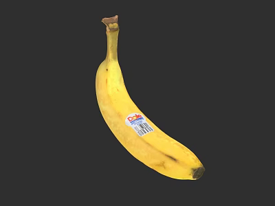 Ripe Yellow Banana With Brand Label And Natural Texture On Black Background 3d model