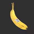 Ripe Yellow Banana With Brand Label And Natural Texture On Black Background