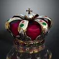 Royal Crown Jewelry Featuring Golden Frame Red Center Green Red Gemstones And Decorative Cross