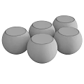 Colorful Round Stools With Yellow Black Blue White And Marble Texture Design