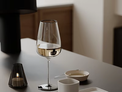 Tabletop Decorative Ornament Set with Wine Glass White Wine Tea Light Holder Bowls and Cup 3d model