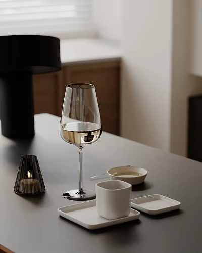 Tabletop Decorative Ornament Set with Wine Glass White Wine Tea Light Holder Bowls and Cup 3d model